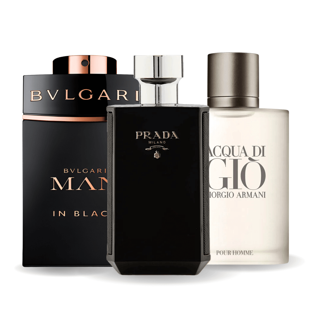 Pack promotionnel de 3 parfums – Bvlgari In Black, Giorgio Armani Acqua Di Giò, L’Homme Prada Intense 100ML