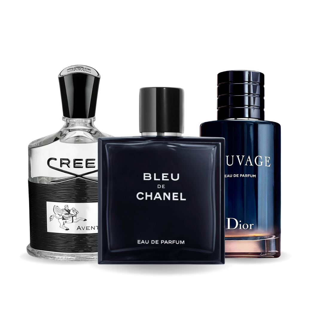 Pack promotionnel de 3 parfums – Creed Aventus, Bleu de Chanel et Dior Sauvage 100ML