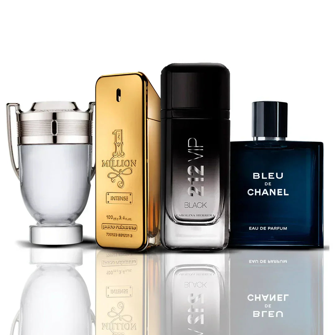 Pack de 4 Parfums – Invictus, One Million, 212 VIP Black, Bleu de Chanel 100ML